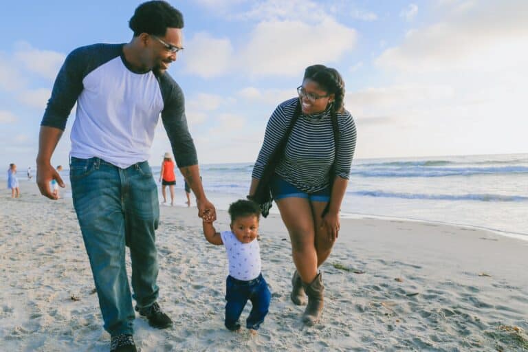black family at the beach