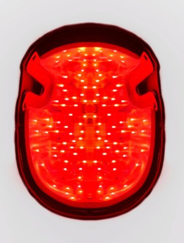 red light for hair thinning as depicted by the underside of a red light cap