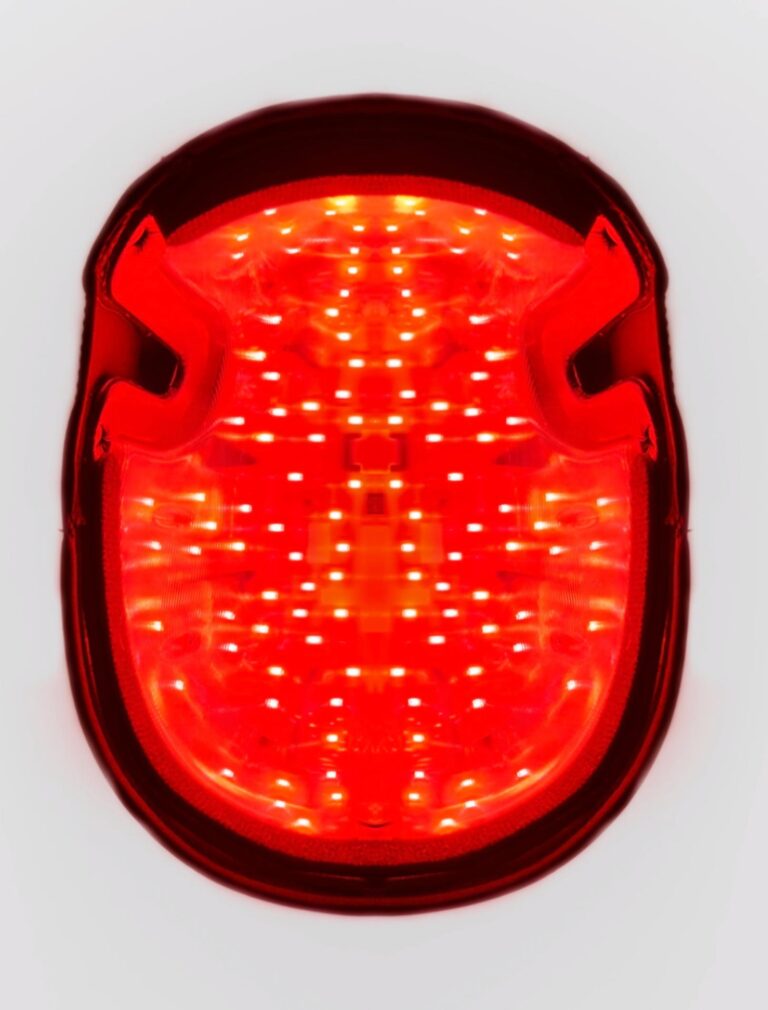 red light for hair thinning as depicted by the underside of a red light cap